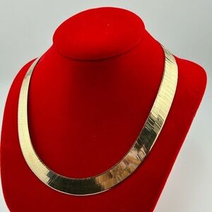 10k Yellow Gold Herring Bone Chain Necklace Lobster lock Men Women REAL